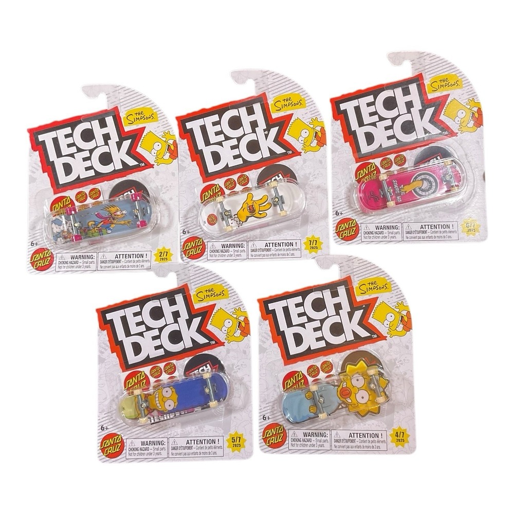 Tech Deck The Simpsons Santa Cruz Fingerboards Lot of 5 #2, 4-7 New In Hand